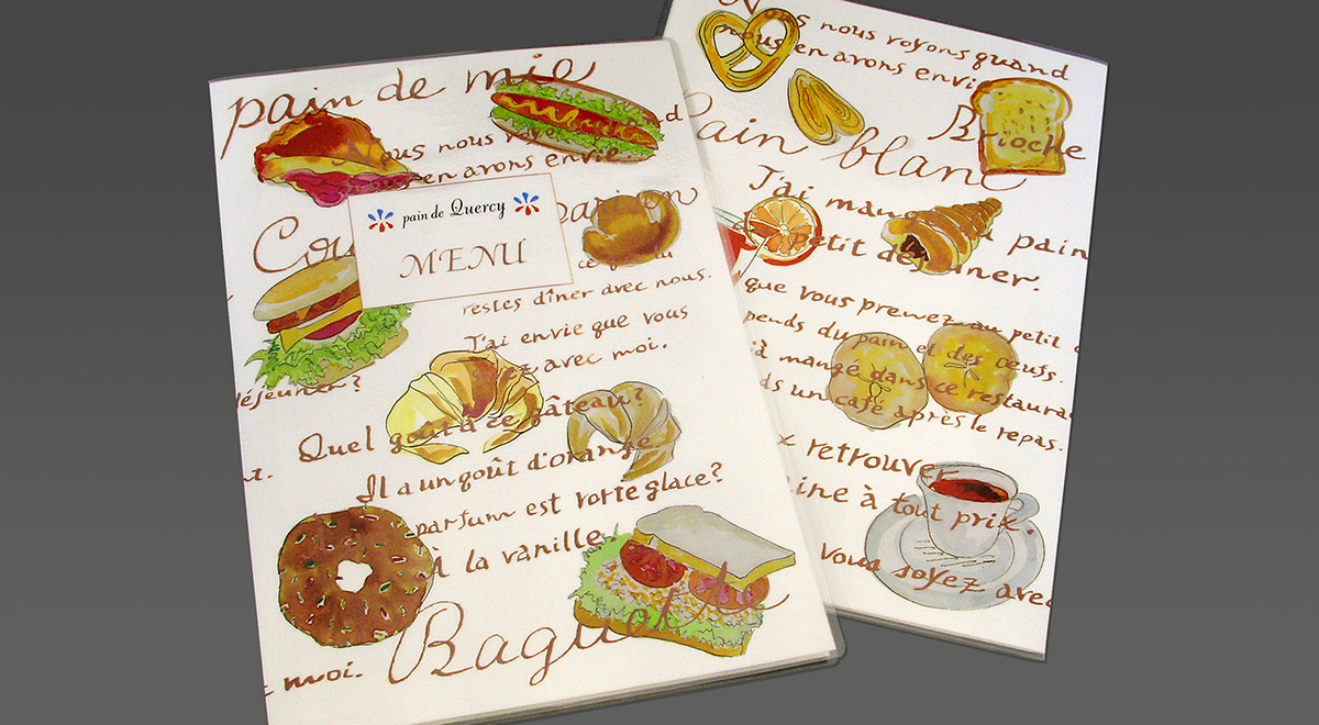 Pain de Quercy パンをモチーフにしたデザインのメニュー